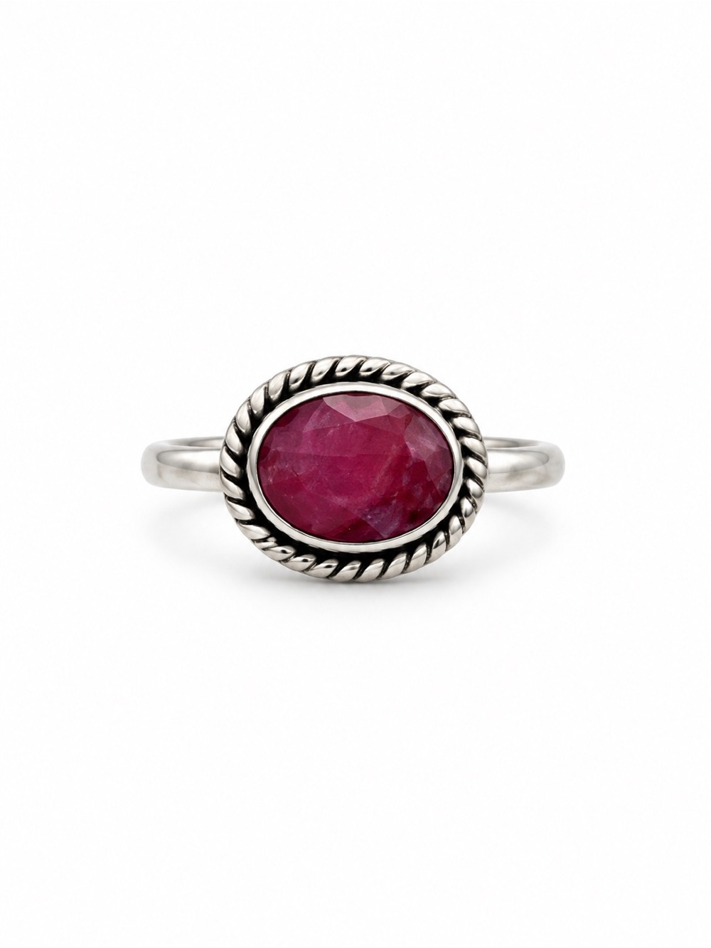 Ruby Braided East West Ring